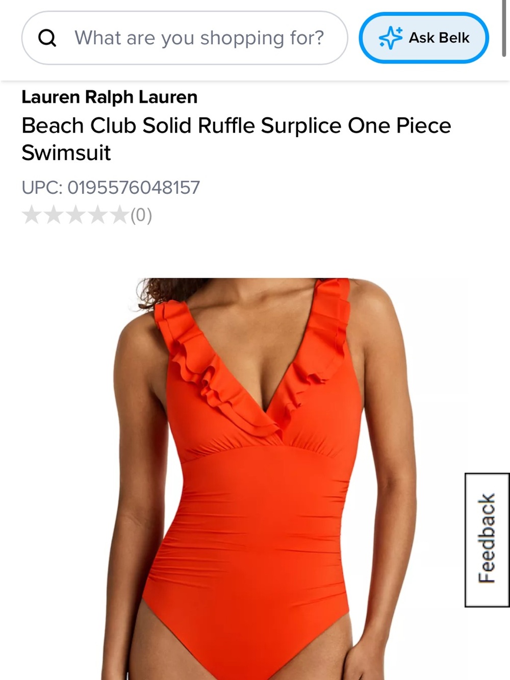 Ralph Lauren Orange Ruffle Surplice One-Piece Swimsuit